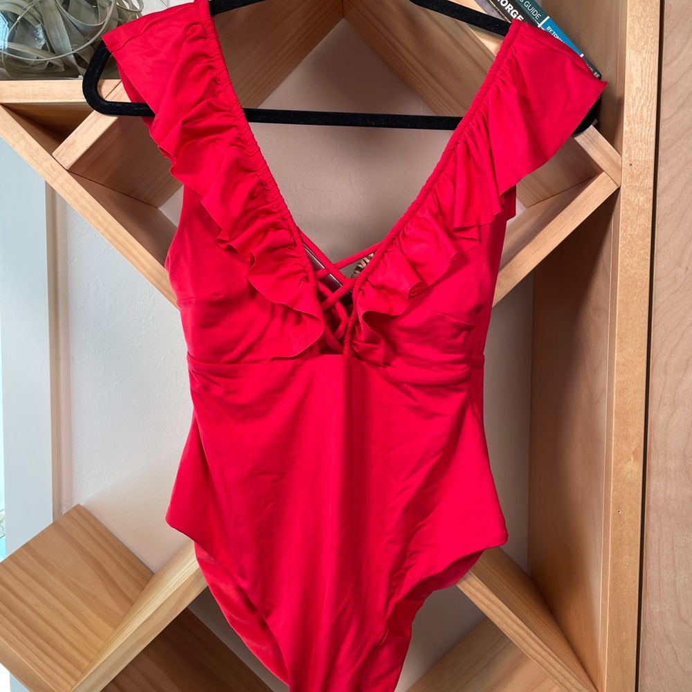 Red one piece swimsuit